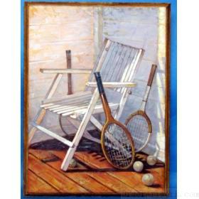 网球拍和椅子
