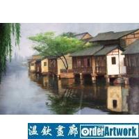 江南水乡，写实风景油画