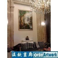 温州江景豪宅外滩国际公馆跃层客厅竖幅大画装饰