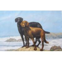 黄狗和黑狗,宠物肖像油画