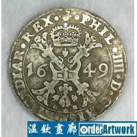 1649年西班牙银币，蒙主恩典，国王菲力四世，REX PHIL IIII