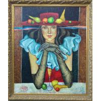 戴有面纱帽子的女人，法兰西艺术院院士，俄罗斯艺术科学院荣誉院士，写实肖像油画