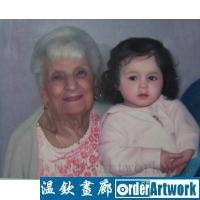 奶奶和孙女照片手绘肖像油画定制