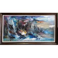 河山如此多娇,王柏松手绘原创大写意意象山水风景油画,风水软装饰